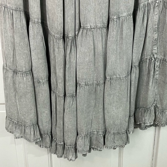 Anandas Boho Tiered Wide Leg Palazzo Pants Size M Grey Festival Beachy Pull On - Picture 6 of 13